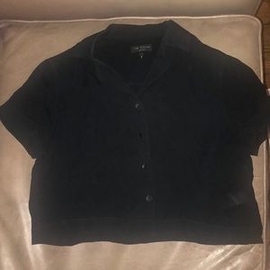 Copped 100% silk black cropped cool shirt